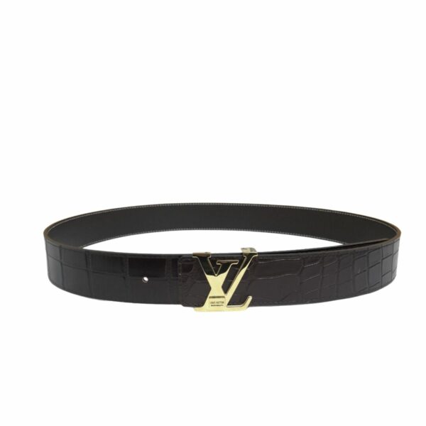 Louis Vuitton Gold Buckle LV Initiales Reversible Belt Dark Brown For Women - Crozus