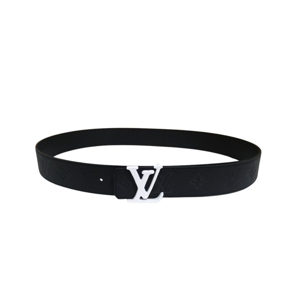 Louis Vuitton White Buckle LV Iconic Monnogram Belt Black For Women - Crozus