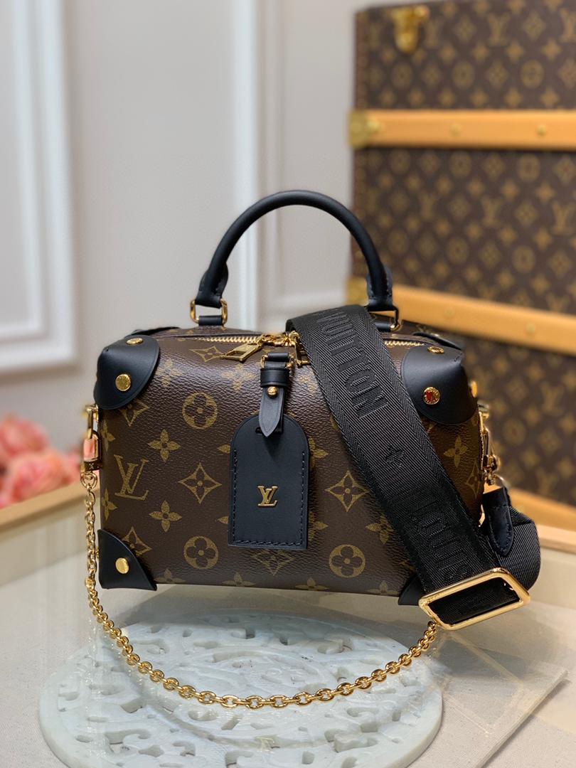 Louis Vuitton Petite Malle Souple Monogram Canvas Black For Women, Women's Handbags 7.9in/20cm LV M45571 - Crozus