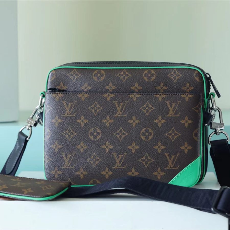 Louis Vuitton Trio Messenger Monogram Macassar Canvas By Virgil Abloh’s Green For Men, Men's Bags, Shoulder And Crossbody Bags 9.5in/25cm LV - Crozus