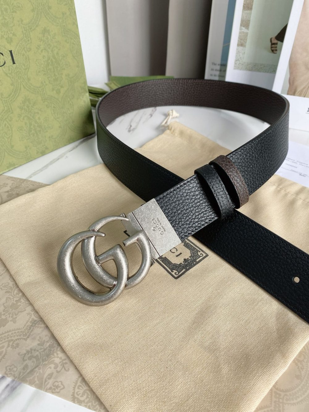 Gucci GG Marmont Reversible Belt Black, Women Belt 627055 CAO2N 1062 - Crozus