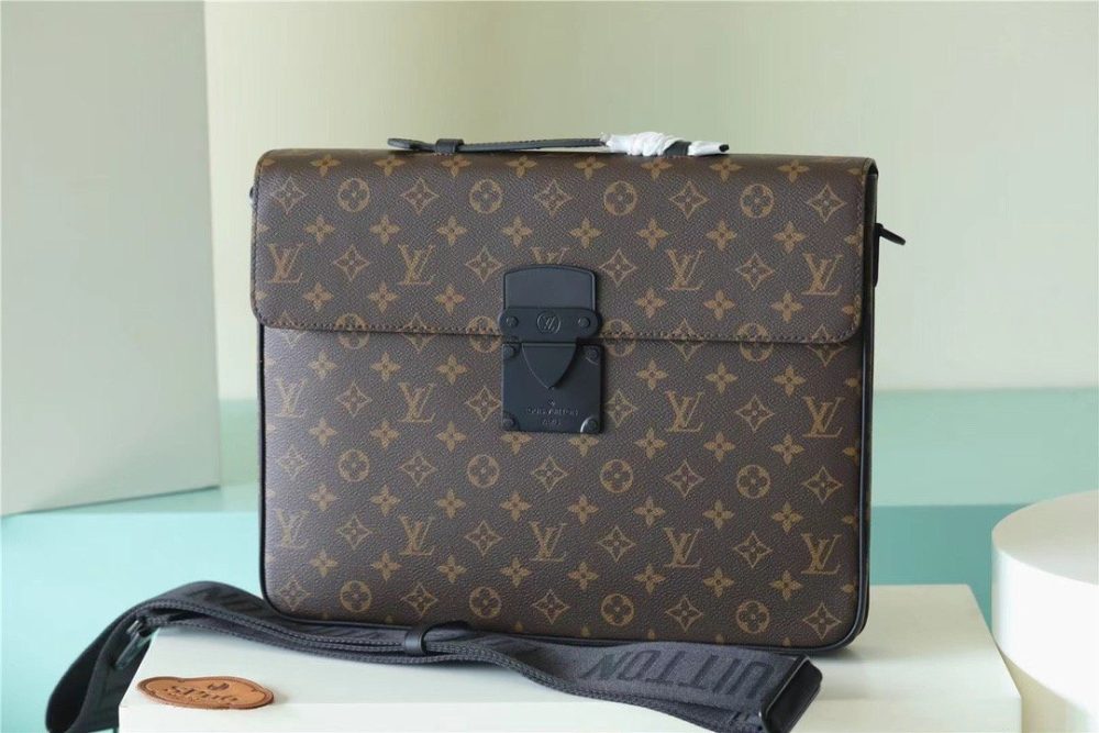 Louis Vuitton S-Lock Briefcase Monogram Canvas For Men, Men's Bags, Shoulder And Crossbody Bags 15.4in/39cm LV  - Crozus