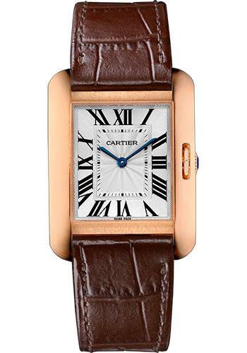 Cartier Tank Anglaise Watch - 34.7 mm Pink Gold Case - Brown Alligator Strap - W5310042