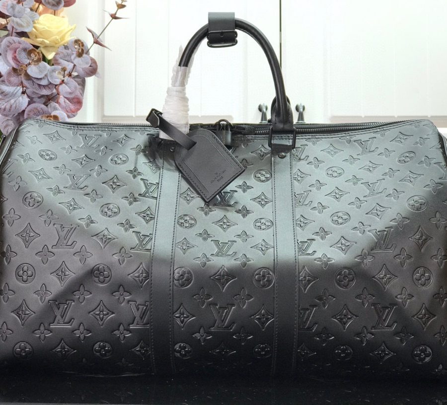 Louis Vuitton Keepall Bandoulière 50 Monogram Shadow For Men, Men's Travel Bags 19.7in/50cm LV M44810 - Crozus