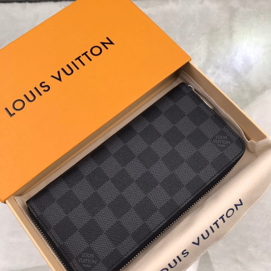 Louis Vuitton Zippy Wallet Vertical Damier Graphite Canvas For Men, Men's Wallet 7.9in/20cm LV N63095 - Crozus