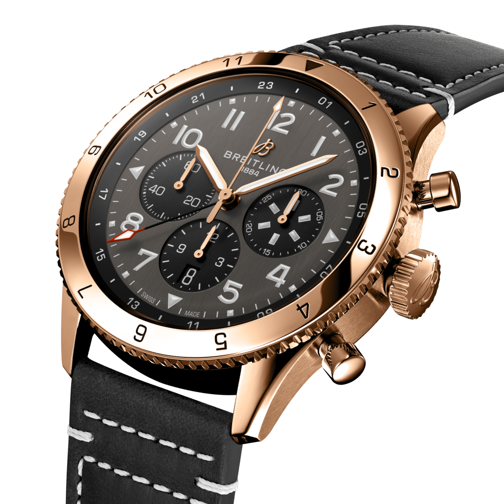 Breitling Classic AVI B04 Chronograph 46 P-51 Mustang, 18k Red Gold, Ref# RB04451A1B1X1, Unworn 2024