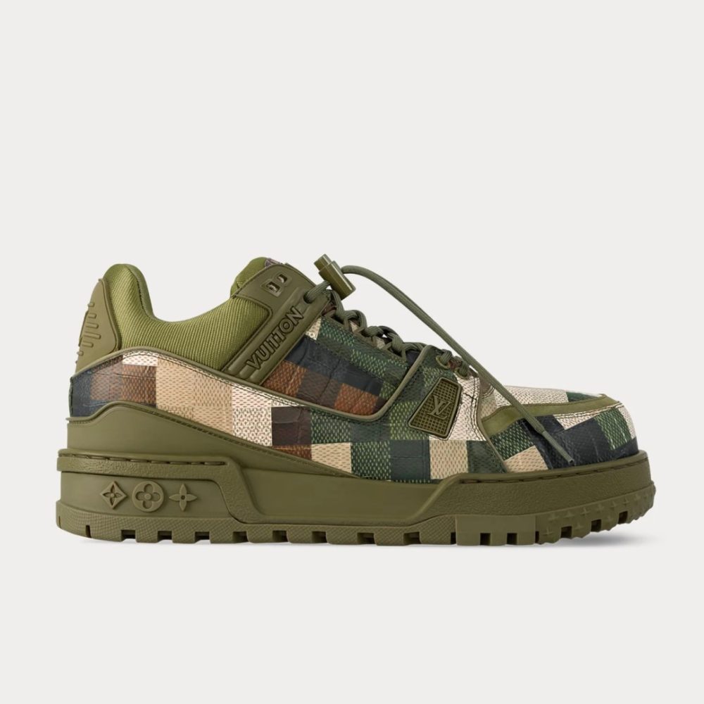 LV Trainer Maxi Leather With Damoflage Khaki Green