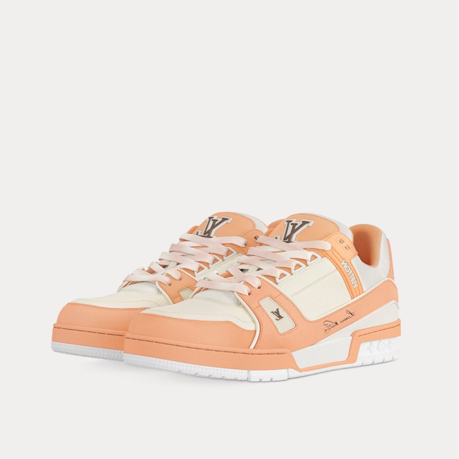 LV Trainers Nubuck  Grained Calf Leather Orange