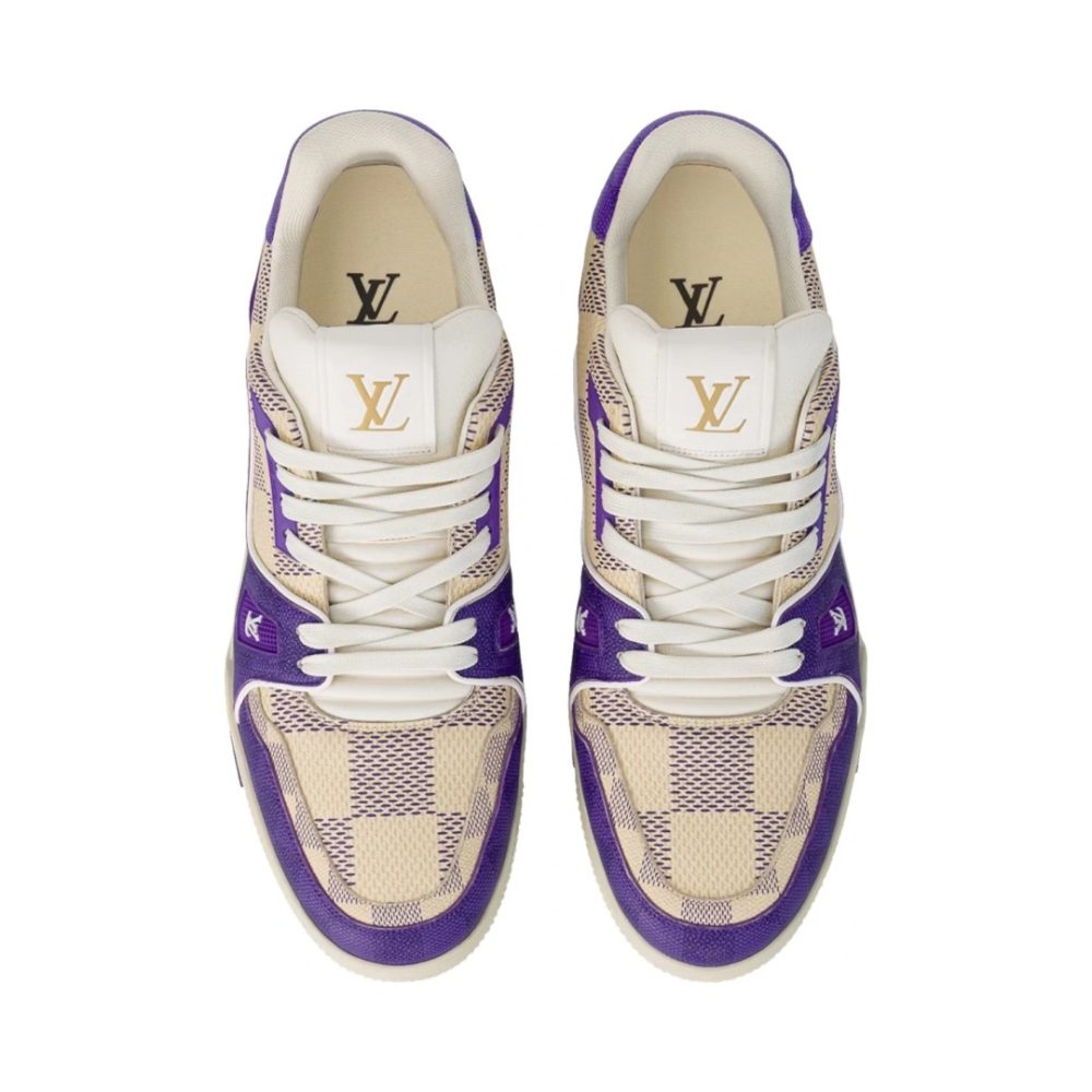 LV Trainers Damier Grained Calf Leather  BLUE