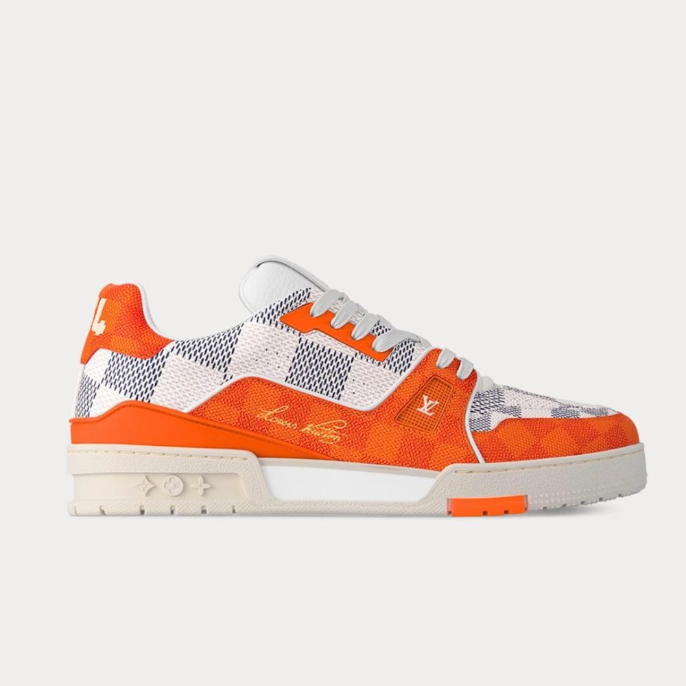 LV Trainers Damier Grained Calf Leather Orange