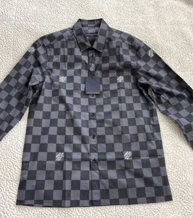 Premium LV Long Sleeve Button Shirt 35 With Pocket